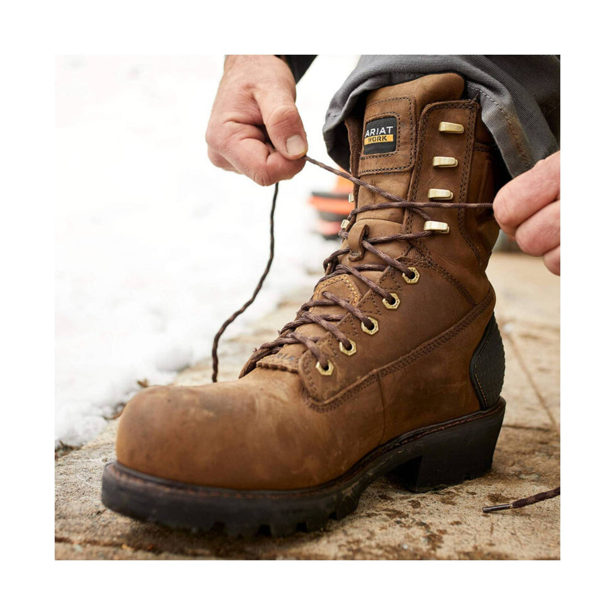 Ariat Men's Powerline 8 Inch 400G Waterproof Composite Toe Work Boot - Oily Distressed Brown