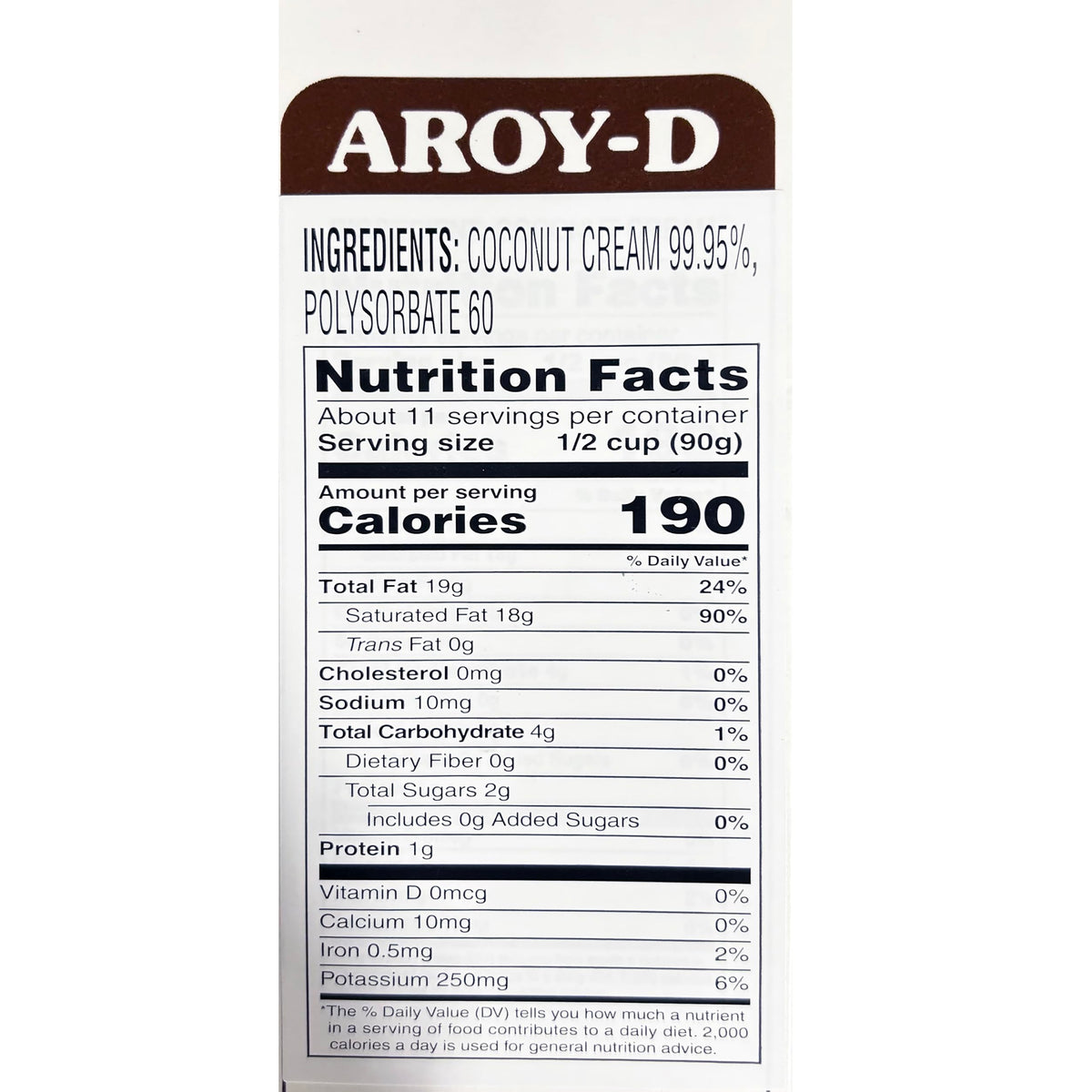 Aroy-D Coconut Cream, 33.8 fl oz Carton (6-Pack) | Rich Dairy-Free Cooking Cream
