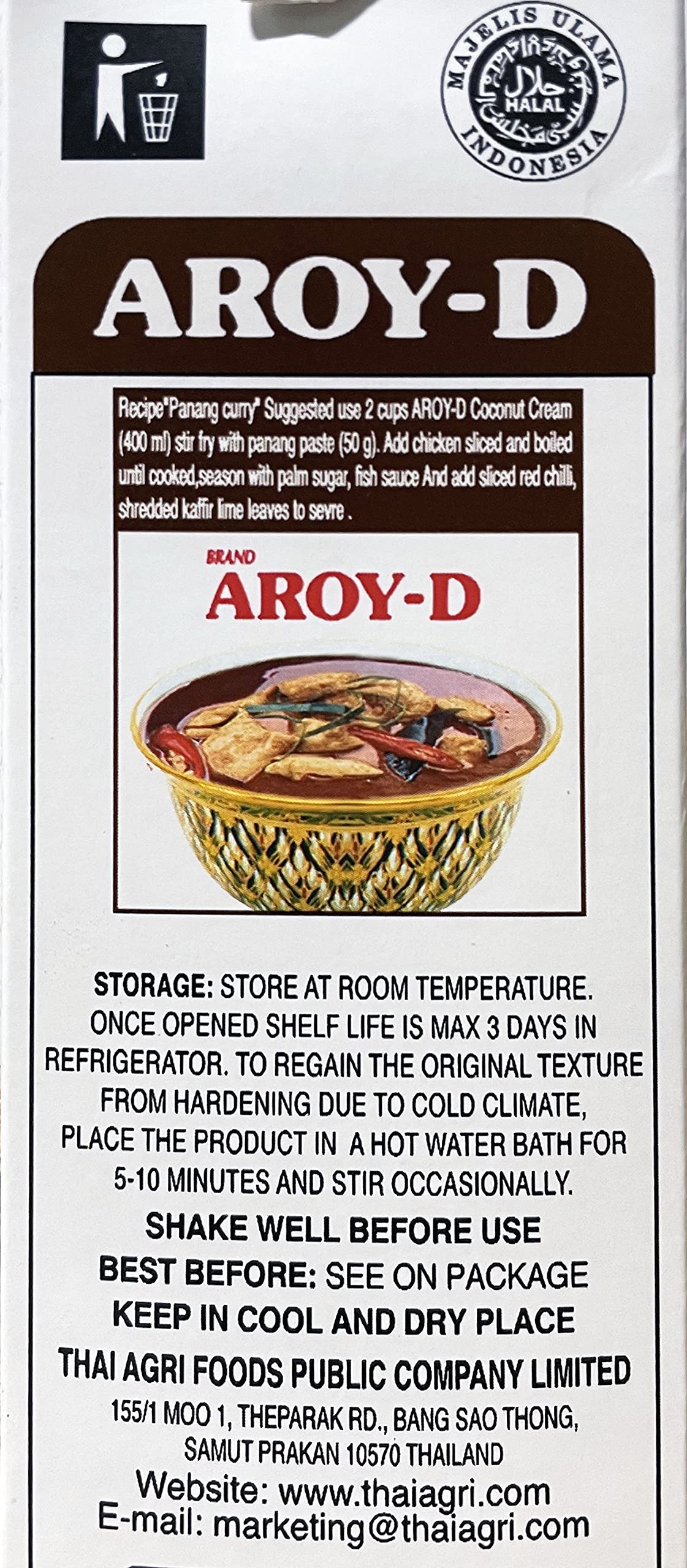Aroy-D Coconut Cream, 33.8 fl oz Carton (6-Pack) | Rich Dairy-Free Cooking Cream