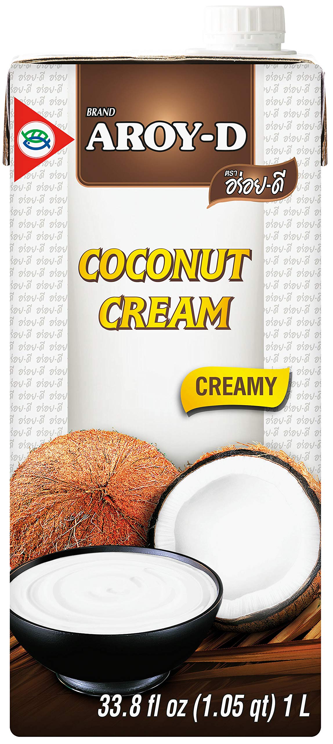 Aroy-D Coconut Cream, 33.8 fl oz Carton (6-Pack) | Rich Dairy-Free Cooking Cream