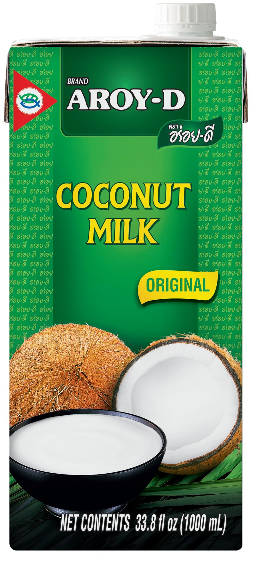 Aroy-D Coconut Milk – 6-Pack, 33.8 oz (1000 ml) Each, BPA-Free Cartons