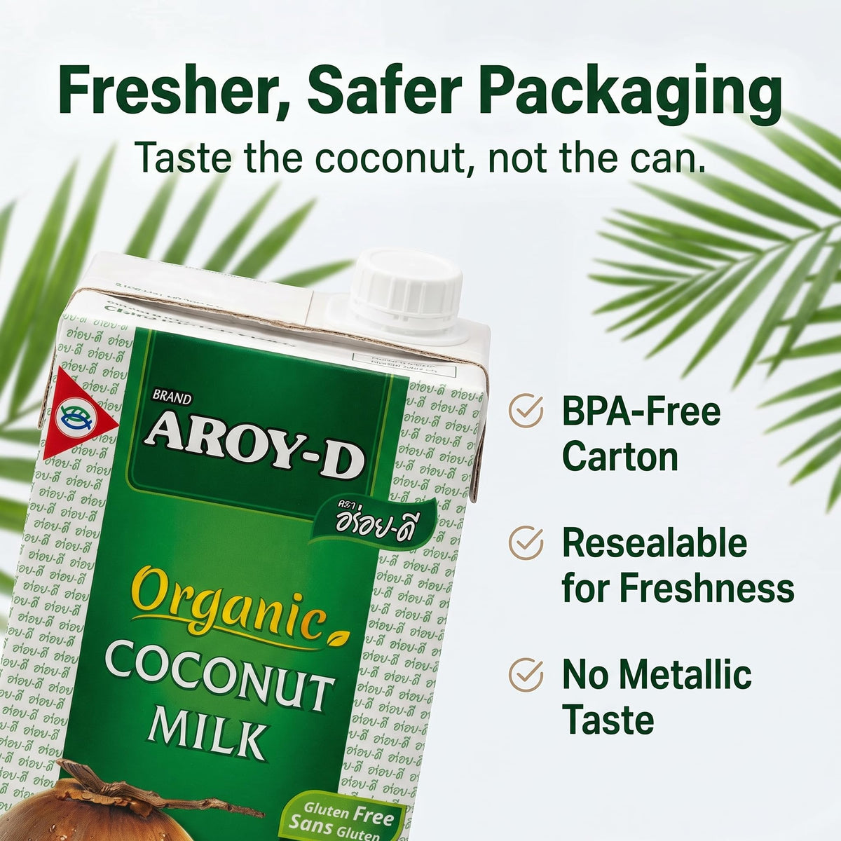 AROY-D Organic Coconut Milk 33.8 oz | Pack of 6 | Gluten-Free, Vegan