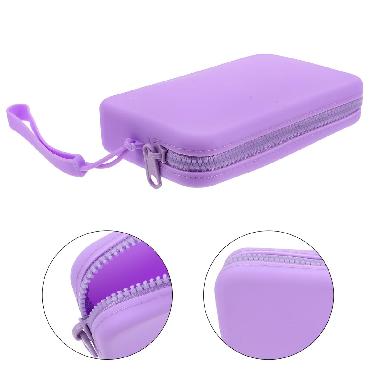 ARTIBETTER Silicone Makeup Bag Zippered Small Portable Waterproof Cosmetic Pouch Travel Organizer Purple Storage Case for Toiletries and Accessories