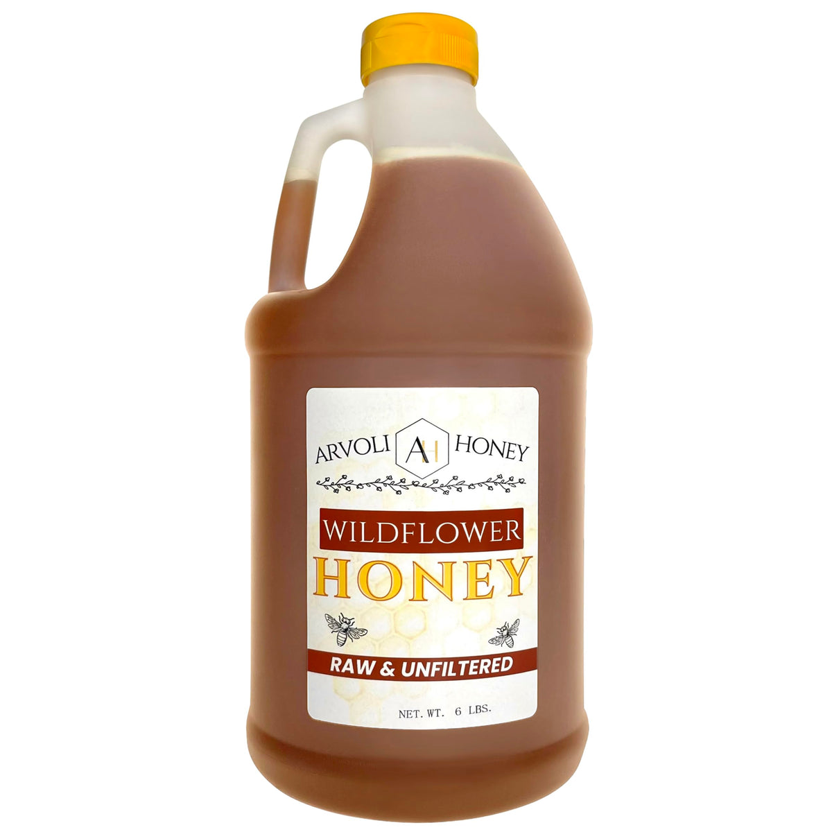 Arvoli Bulk Honey – 6 Lbs Raw Wildflower Honey in Half-Gallon Jug