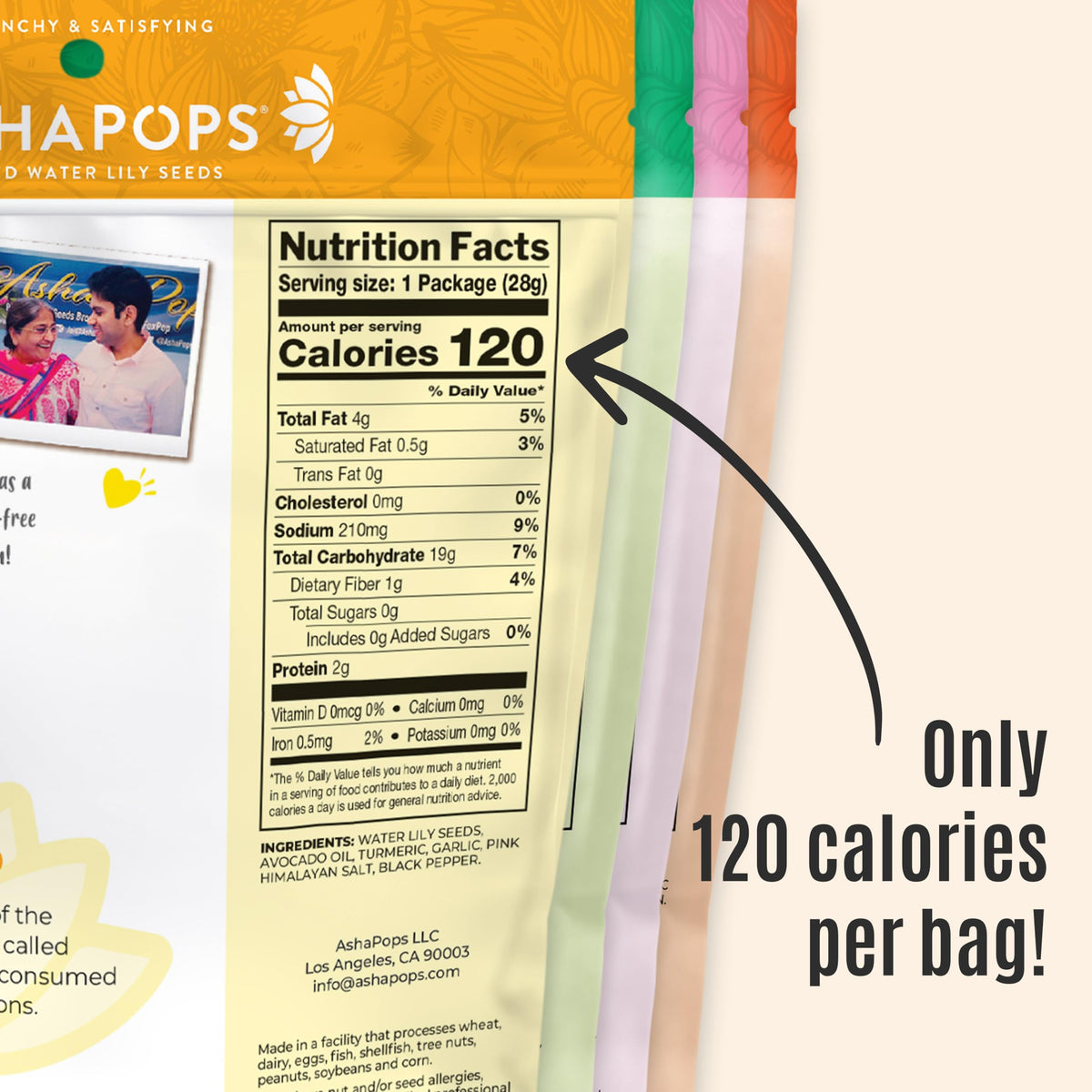 AshaPops Popped Water Lily Seeds Variety Pack – Gluten Free, Vegan, Paleo, 4 Bags