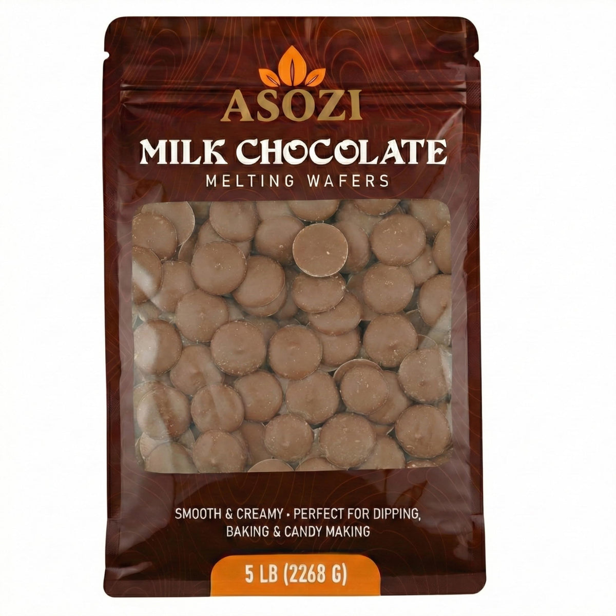 ASOZI Milk Chocolate Melting Wafers – 5 lb Bulk, Smooth Melt for Dipping, Coating & Dubai Chocolate Bars