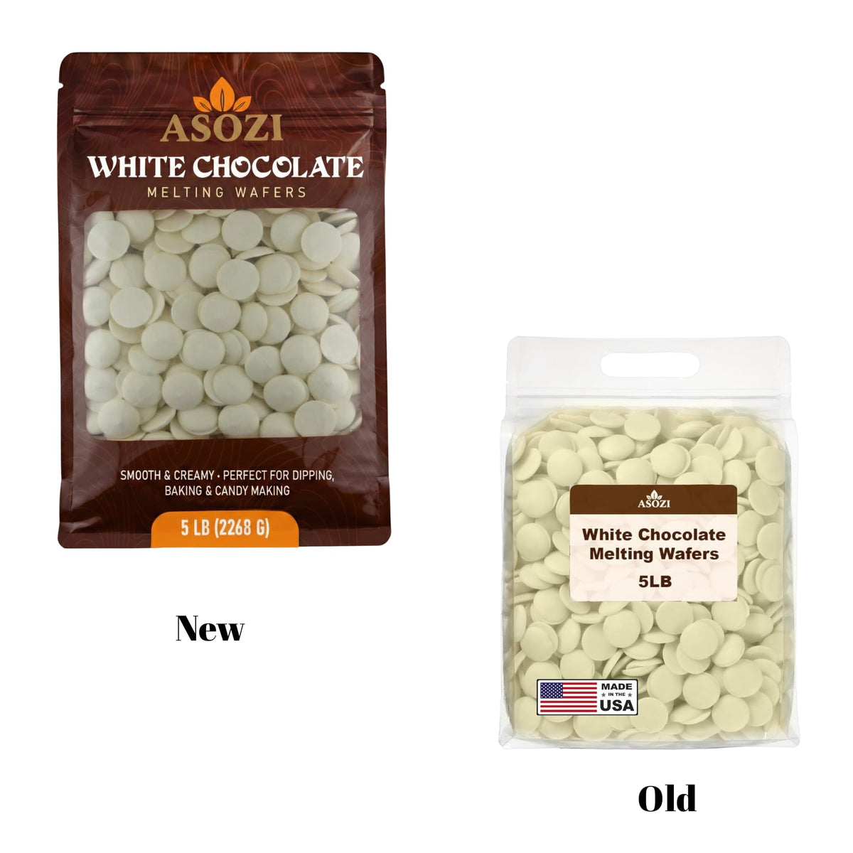 ASOZI White Chocolate Melting Wafers 5 lb – Smooth, Creamy Candy Melts for Baking, Dipping & Decorating