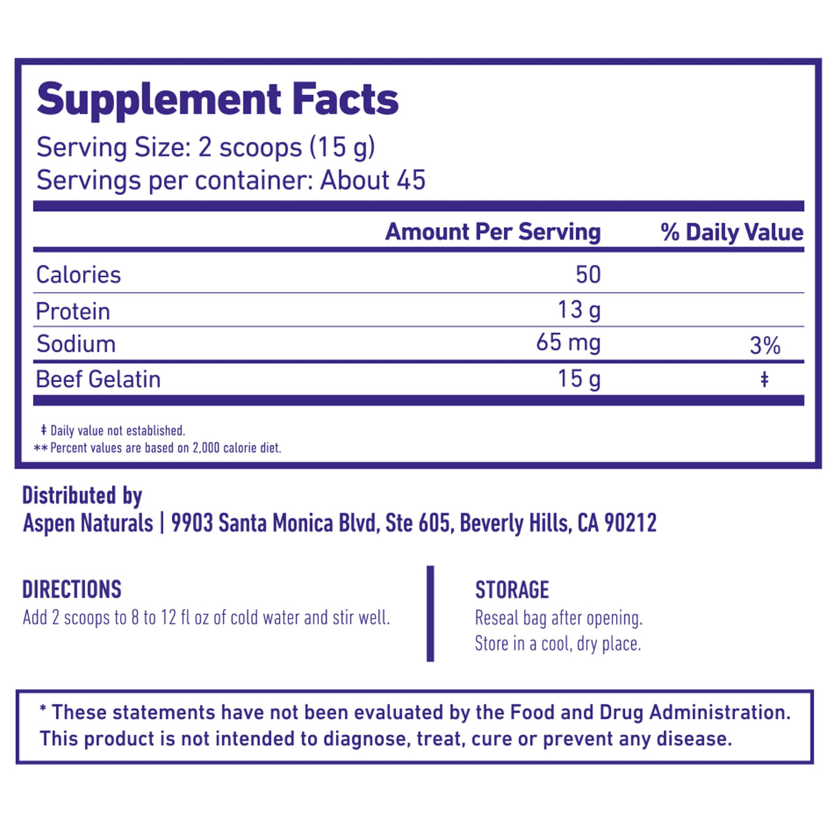 ASPEN NATURALS Beef Gelatin Powder Unflavored 24 Oz – Grass-Fed, Non-GMO, Gluten-Free, Paleo-Friendly