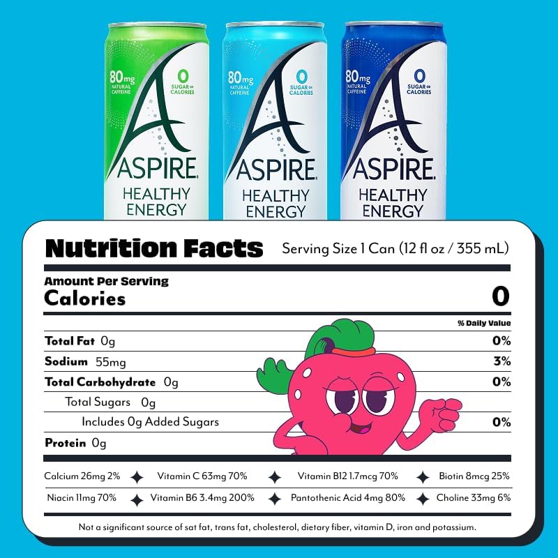 ASPIRE Fan Favorite Variety Pack — 80mg Natural Caffeine, Zero Sugar, Keto Friendly, 18 Pack