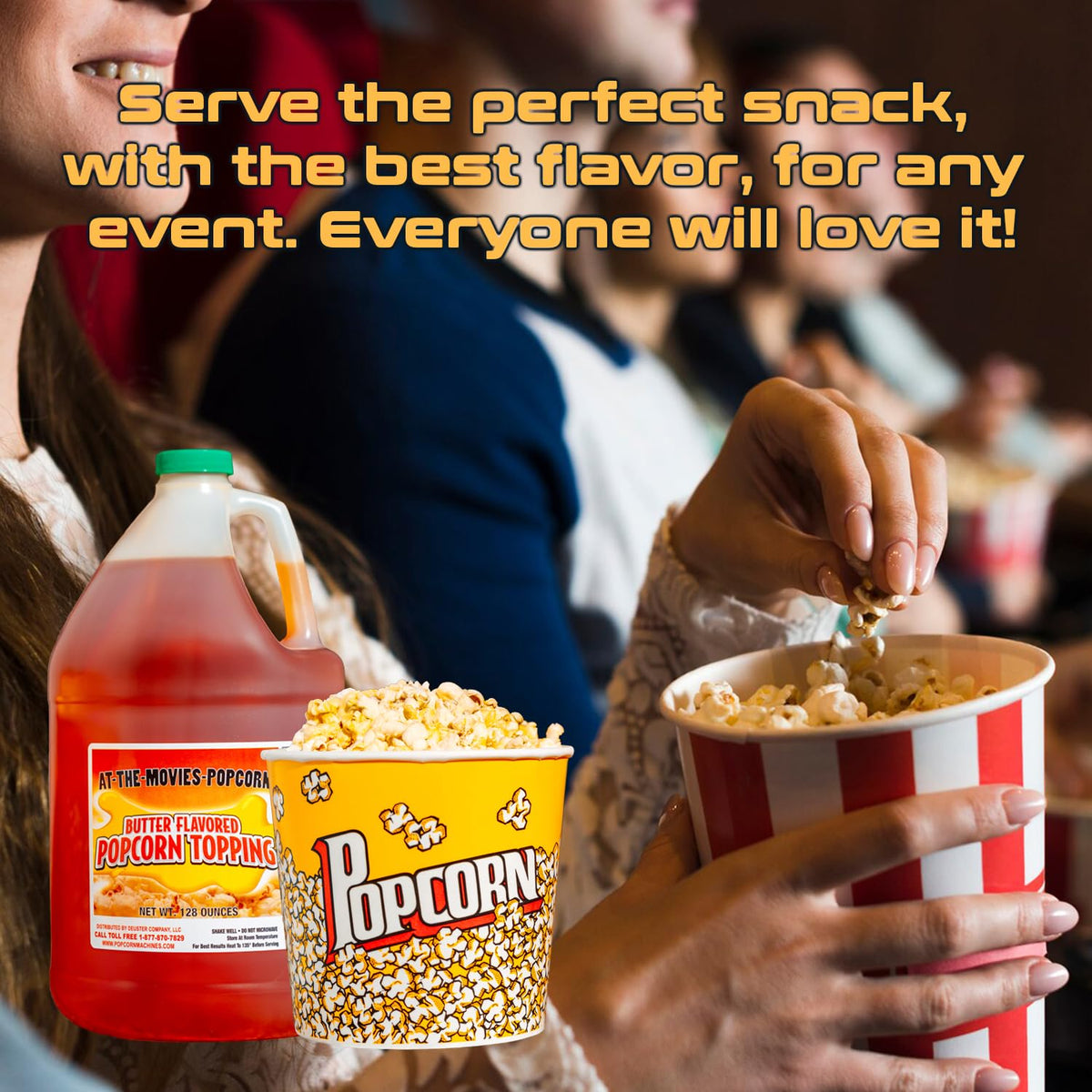 At-The-Movies-Popcorn Buttery Flavor Popcorn Topping (1 Gallon) – Movie Theater Butter Popcorn Oil, Vegan, Gluten Free