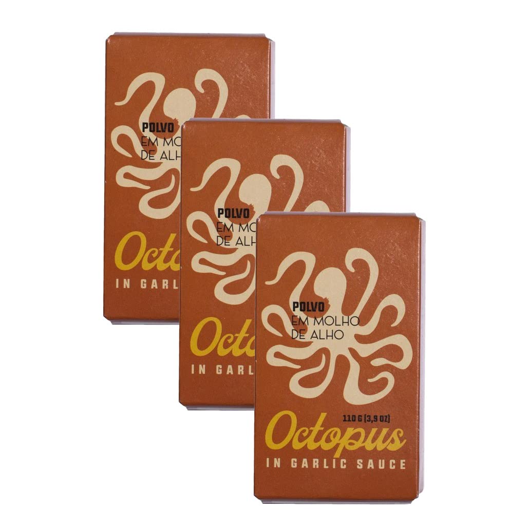 Ati Manel Spanish Octopus in Garlic Sauce – Wild-Caught, Omega-3 & B Vitamins | 3x110g Can