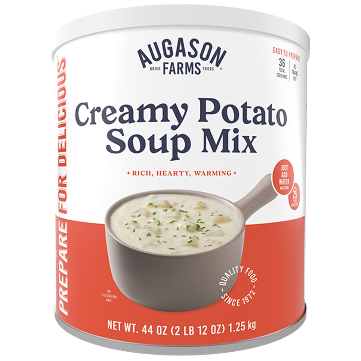 Augason Farms Creamy Potato Soup Mix – 36 Servings, 25-Year Shelf Life, Emergency Food Can