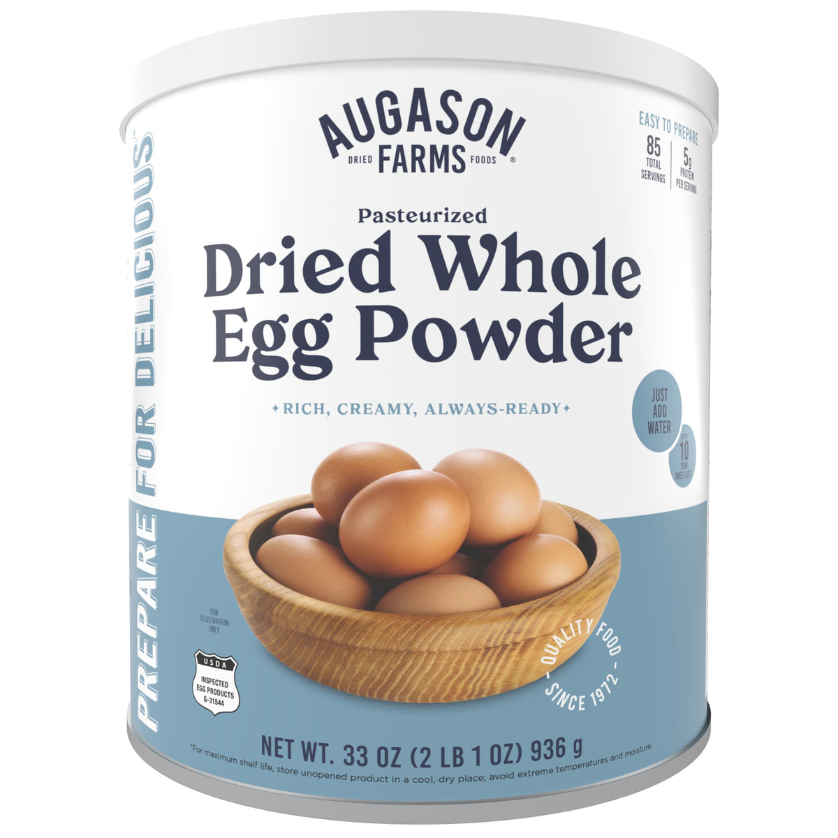 Augason Farms Pasteurized Dried Whole Egg Powder – 85 Servings, 10-Year Shelf Life
