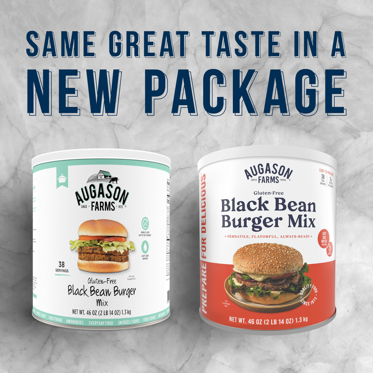 Augason Farms Black Bean Burger Mix Can – Gluten Free, 38 Servings, Emergency Food Storage