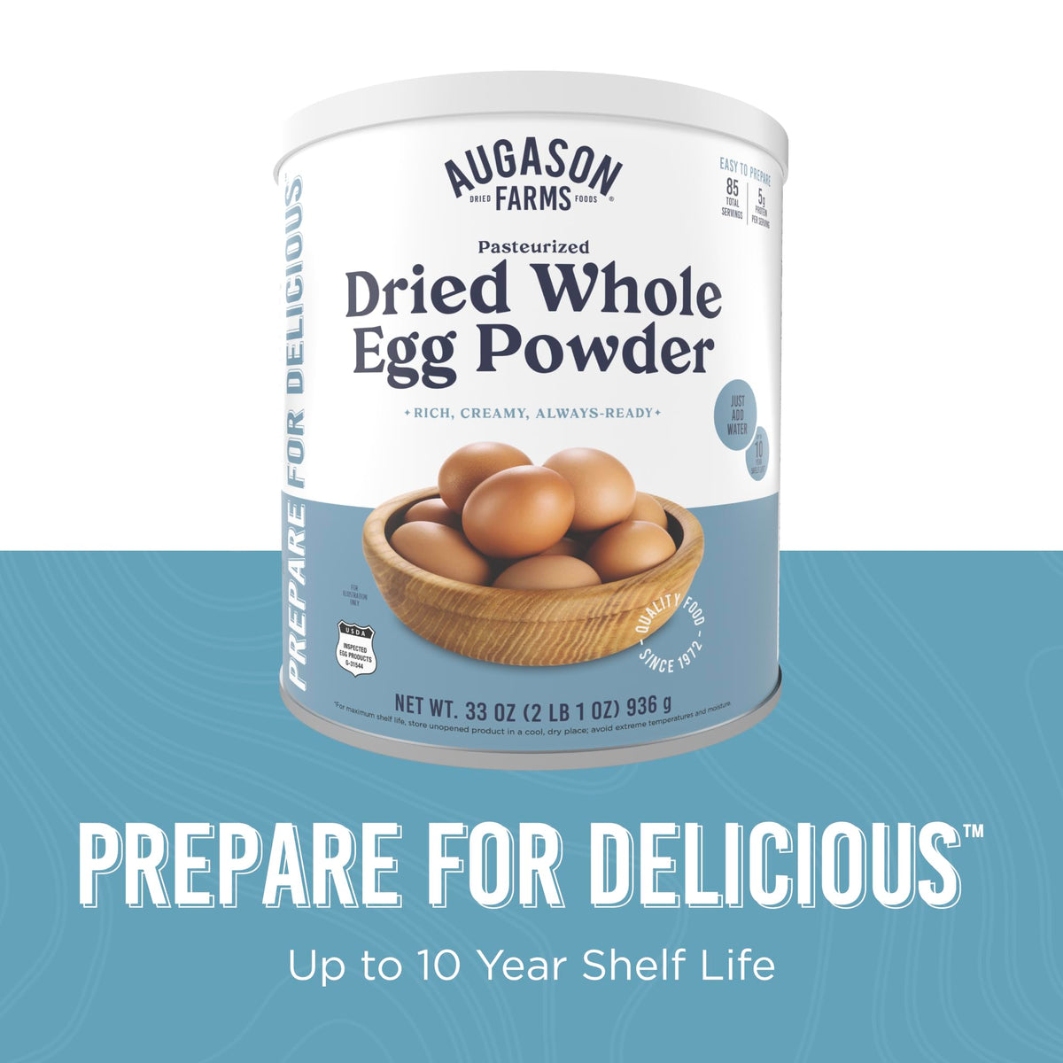Augason Farms Pasteurized Dried Whole Egg Powder – 85 Servings, 10-Year Shelf Life