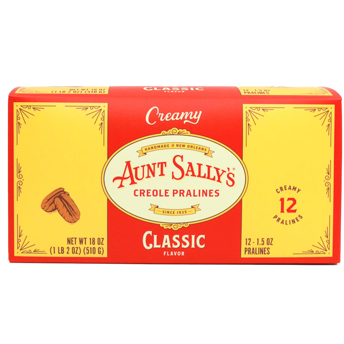 Aunt Sally's Creamy Classic Pralines – 12-Count Box | New Orleans Favorite Pecan Candy
