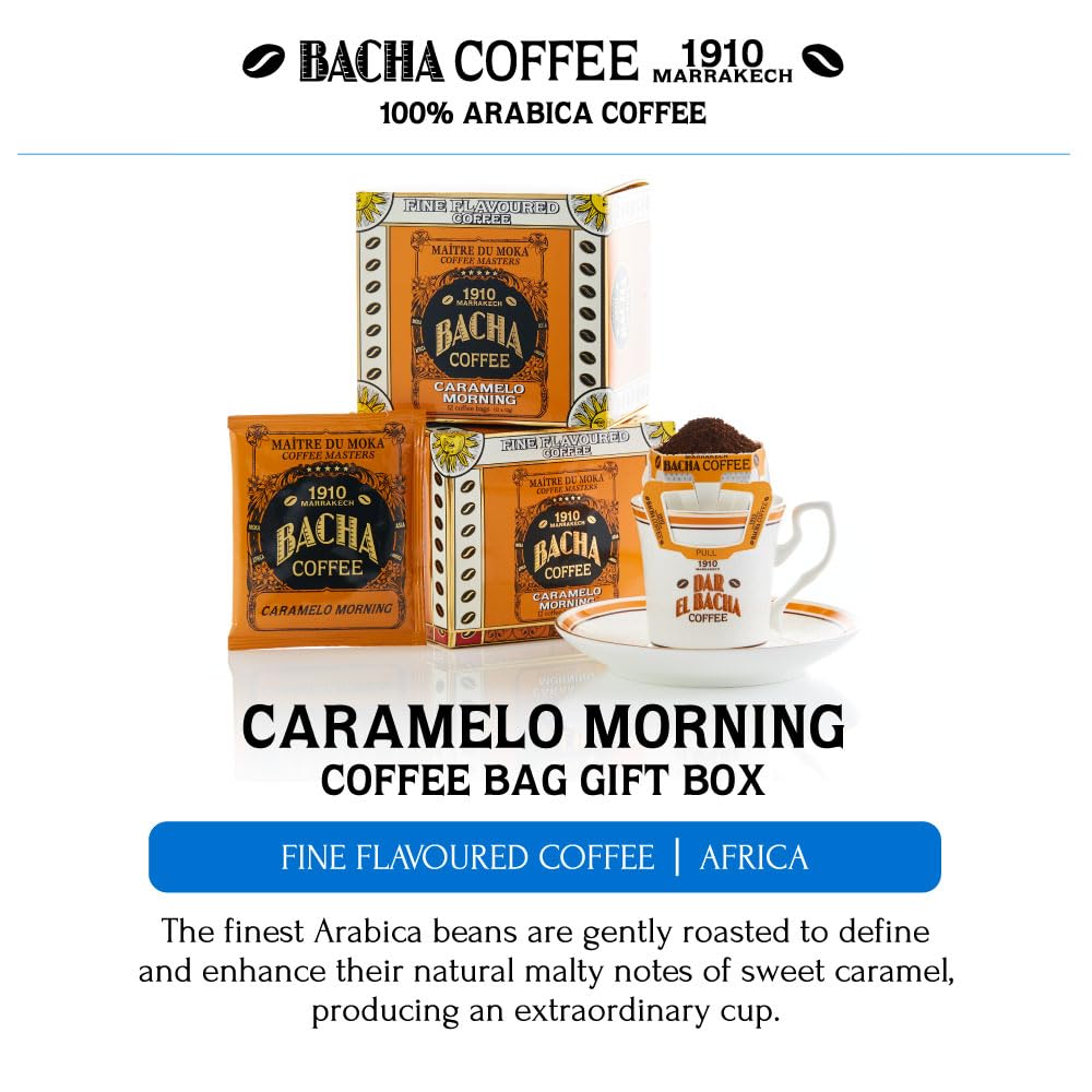 Bacha Coffee Caramelo Morning – 100% Arabica, Fine Flavoured, 12 Drip Bags Gift Box