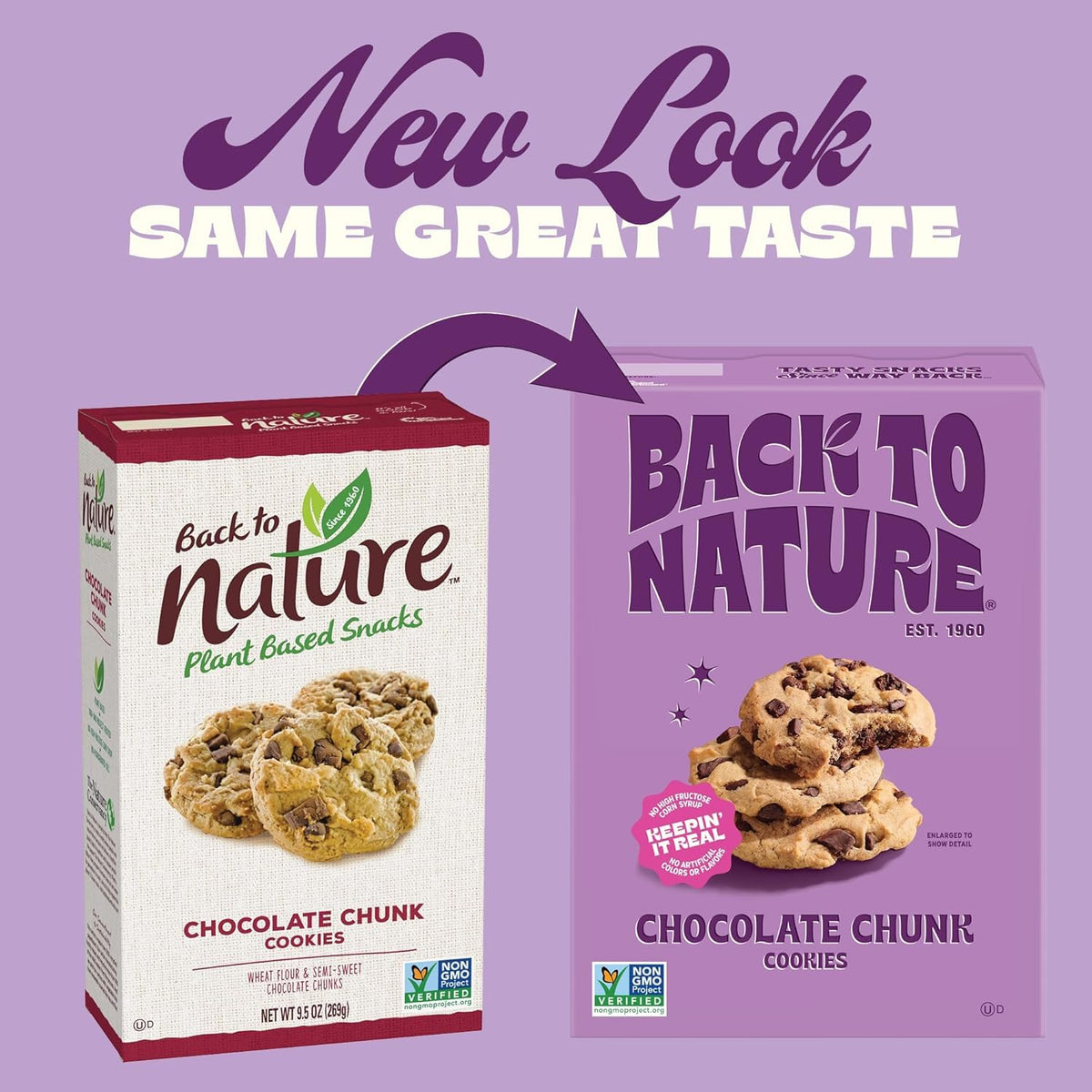 Back to Nature Chocolate Chunk Cookies – Non-GMO, Whole Grains, 7.5 oz (Pack of 6)
