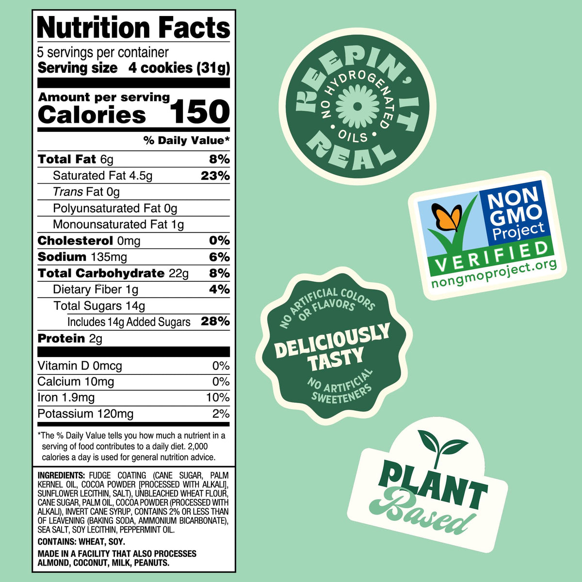 Back to Nature Fudge Mint Cookies – Vegan, Non-GMO, Real Ingredients | 5.5 oz Pack of 6