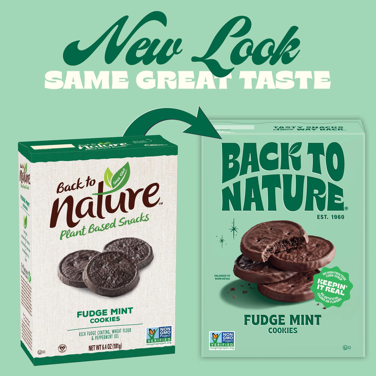 Back to Nature Fudge Mint Cookies – Vegan, Non-GMO, Real Ingredients | 5.5 oz Pack of 6