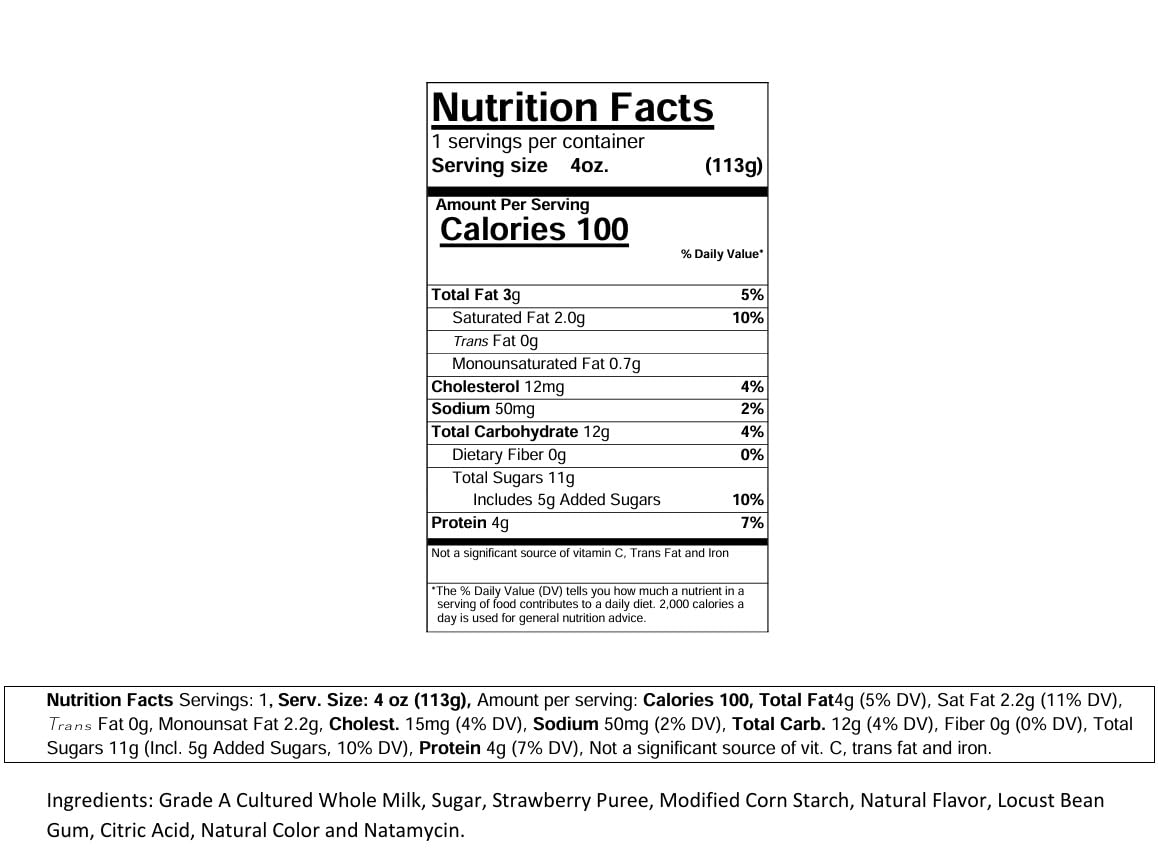 Backpack Yogurt Strawberry 4 oz. — Shelf-Stable Real Fruit Yogurt, Kosher, Gluten-Free, 48 Count