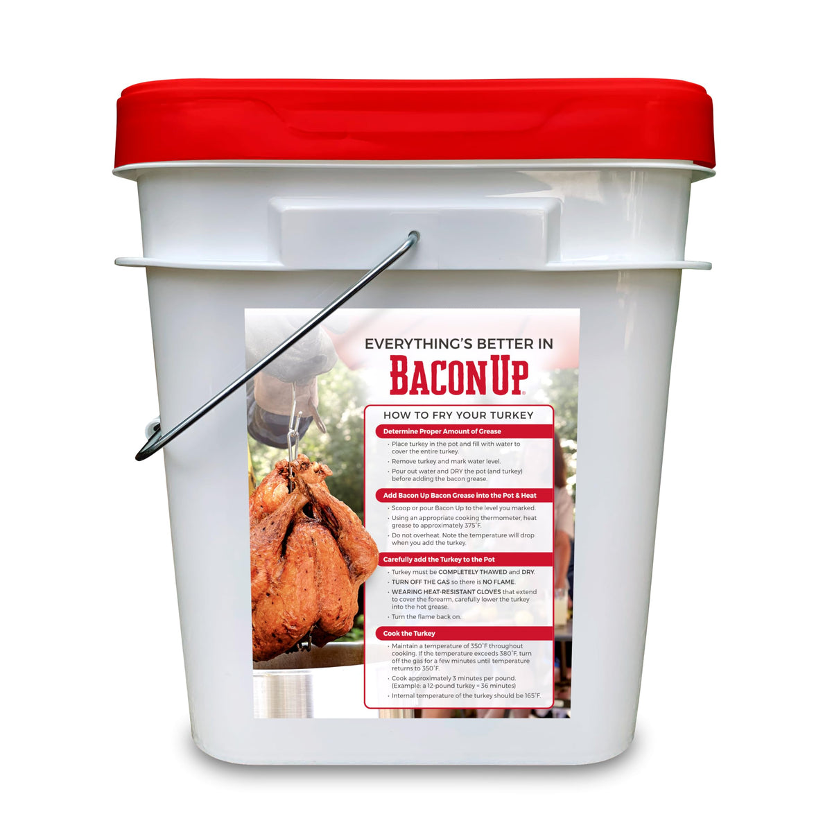 Bacon Up® Bacon Grease for Cooking – 21.85 lb Tub for Turkey Frying & Grilling
