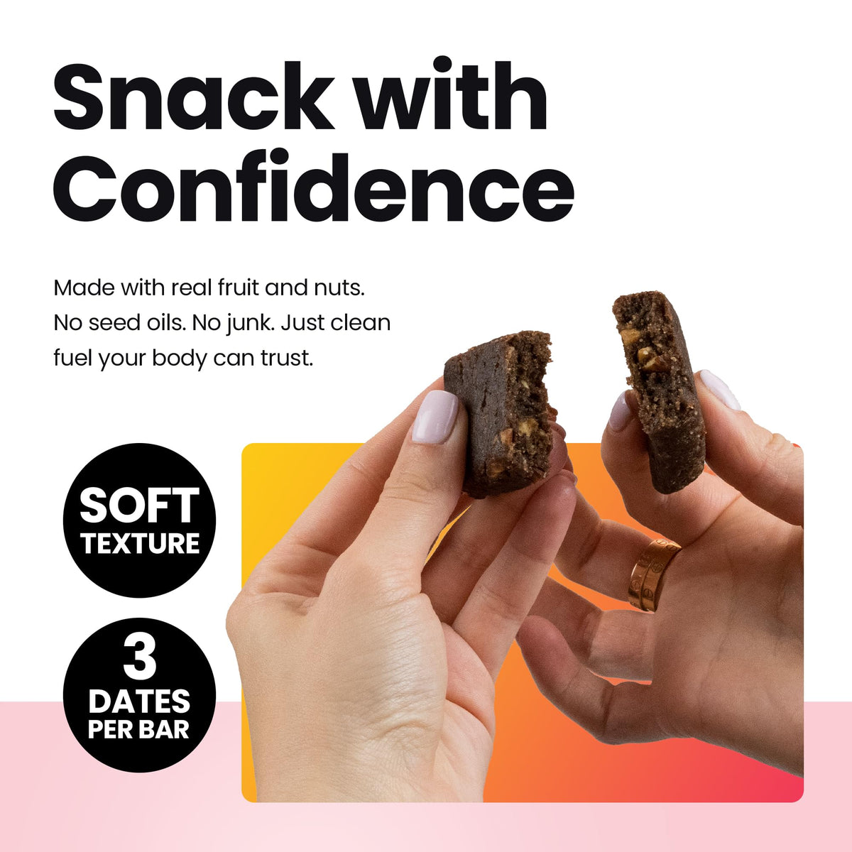 Bahamii Chocolate Almond Date Energy Bars – 6 Ingredients, No Sugar Added, Gluten Free, 12 Pack