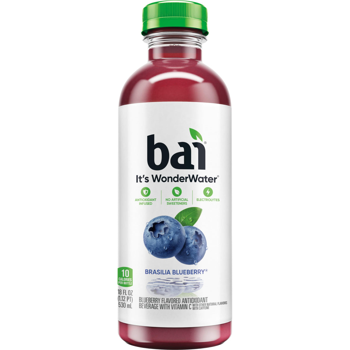 Bai Brasilia Blueberry Antioxidant Infused Water – 18 oz Bottle, 12 Pack | Vitamin C & No Artificial Sweeteners