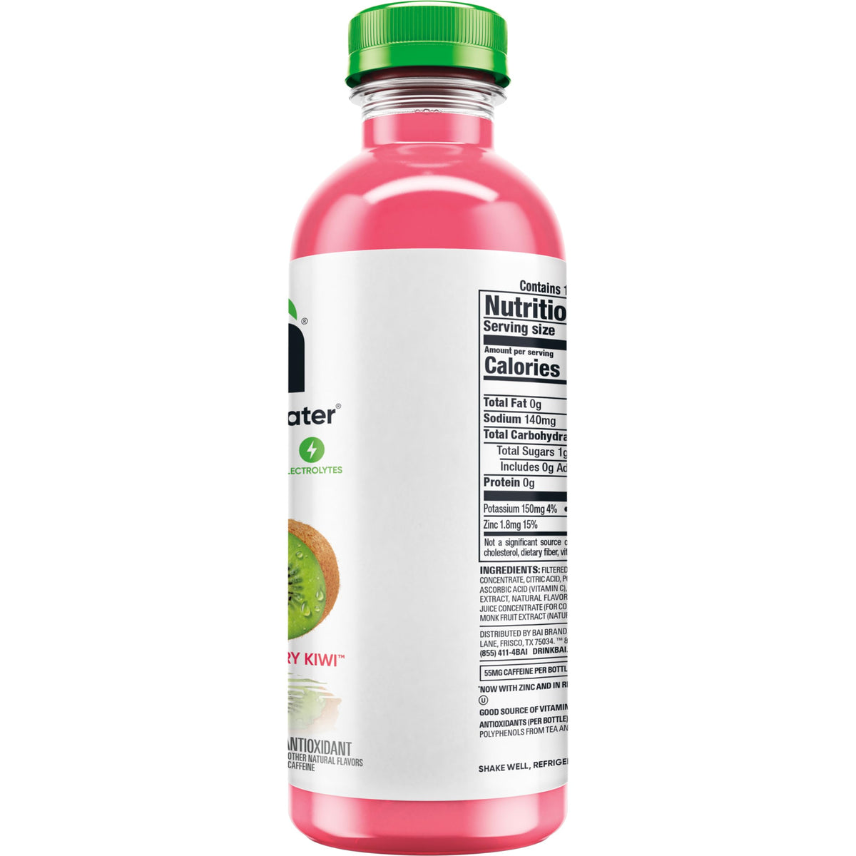 Bai Kupang Strawberry Kiwi Antioxidant Infused Water — 18oz Bottle, 12-Pack, Vitamin C, Zinc, 1g Sugar, No Artificial Sweeteners