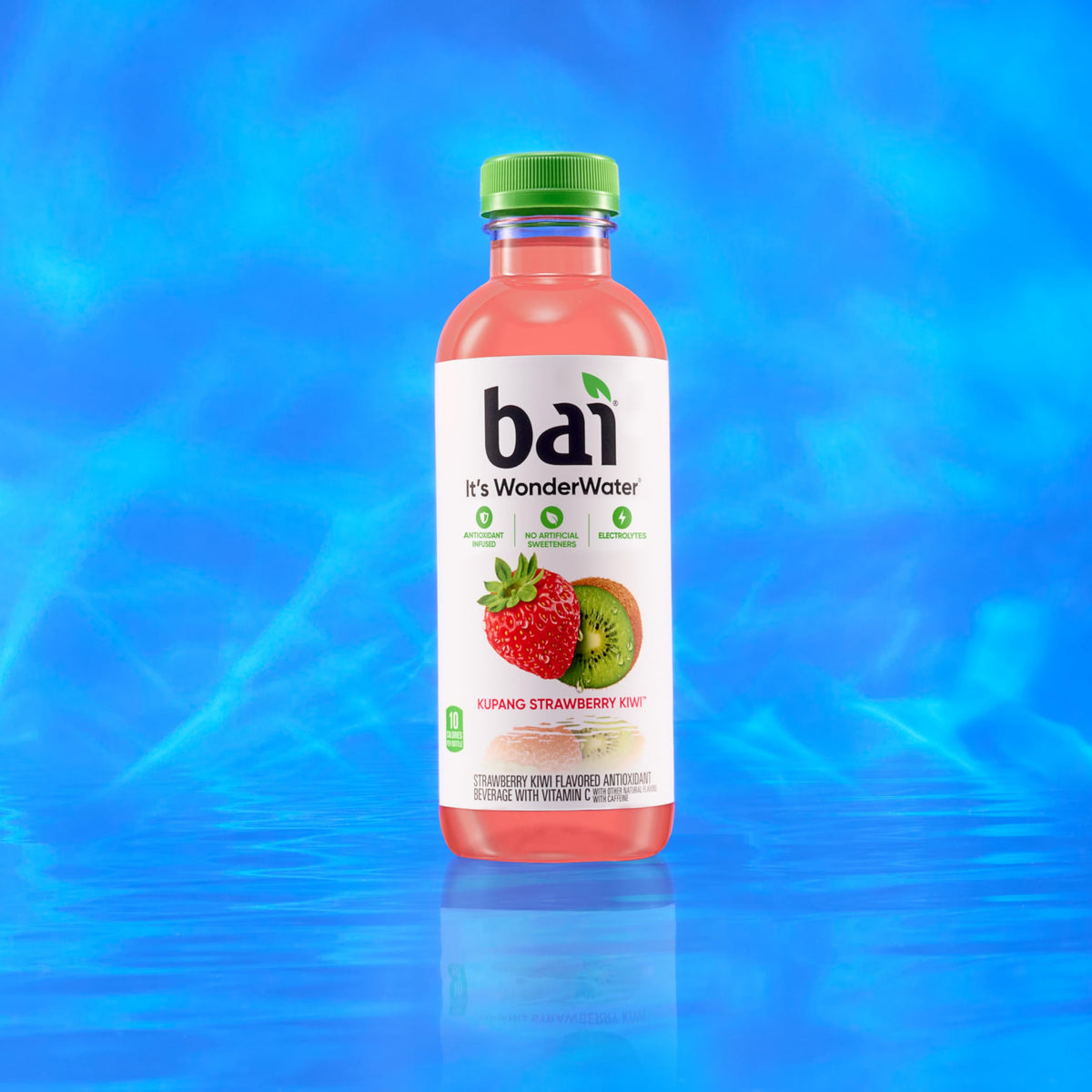 Bai Kupang Strawberry Kiwi Antioxidant Infused Water — 18oz Bottle, 12-Pack, Vitamin C, Zinc, 1g Sugar, No Artificial Sweeteners