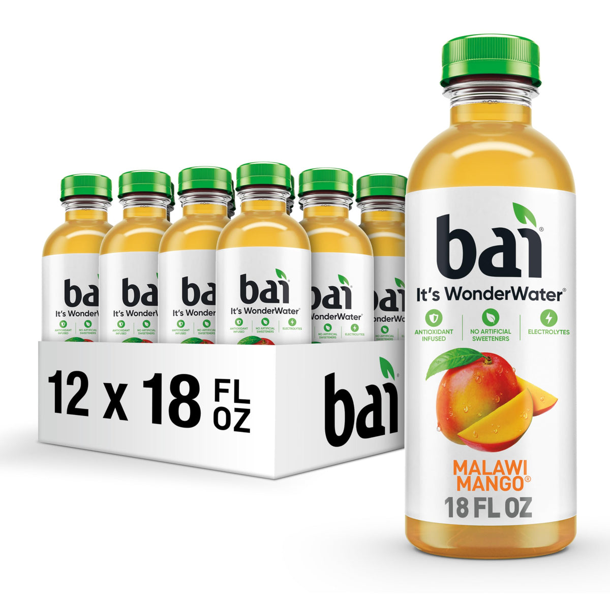 Bai Malawi Mango Antioxidant Infused Water – 18oz, 12 Pack, Vitamin C, No Artificial Sweeteners