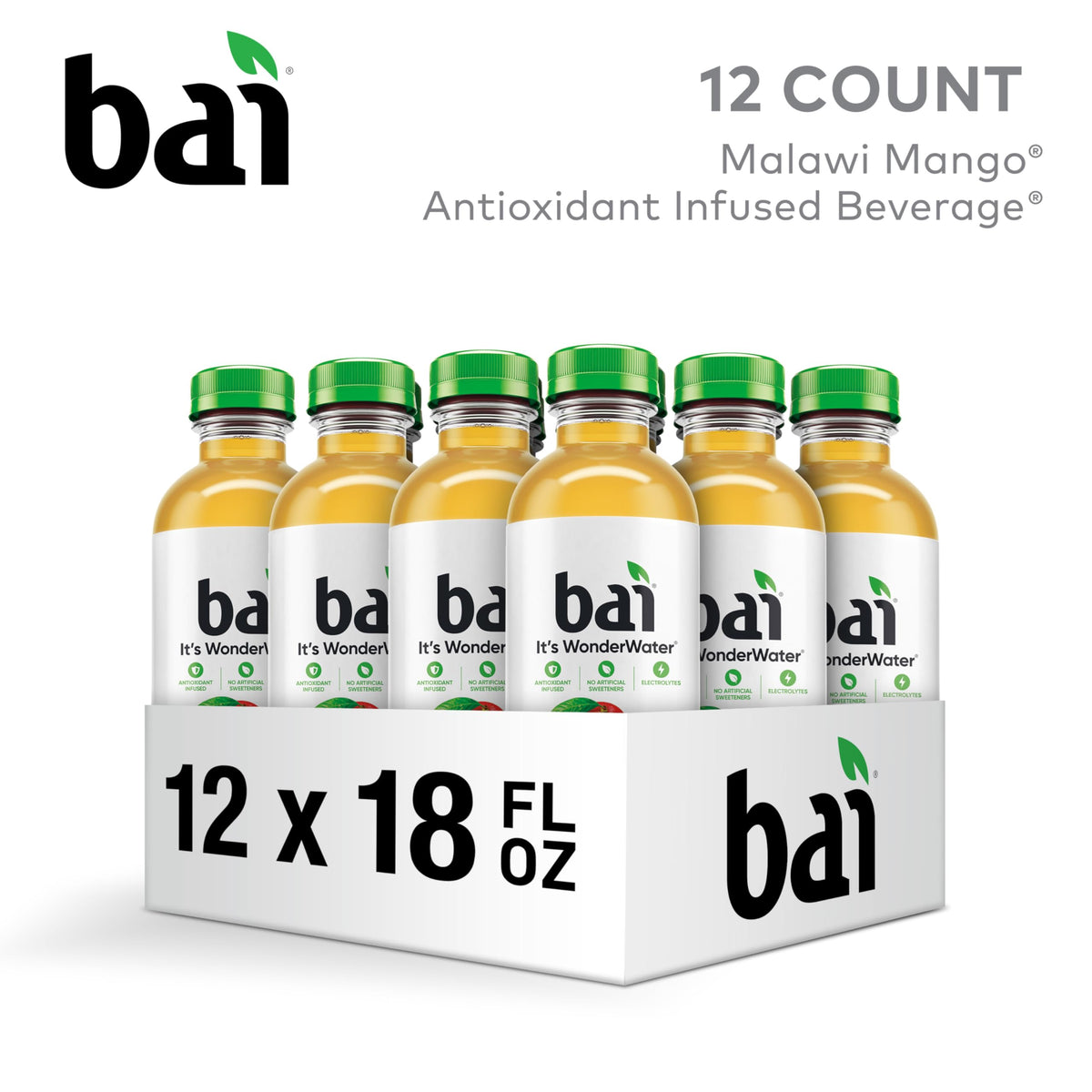 Bai Malawi Mango Antioxidant Infused Water – 18oz, 12 Pack, Vitamin C, No Artificial Sweeteners