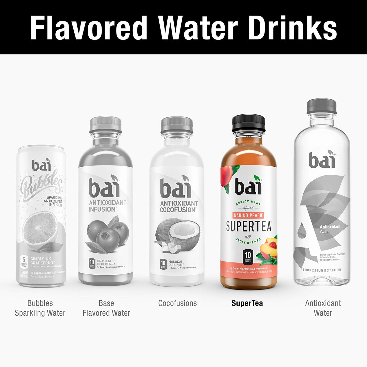 Bai Narino Peach Iced Tea – Antioxidant Infused Supertea, 18oz Bottles, 12 Pack