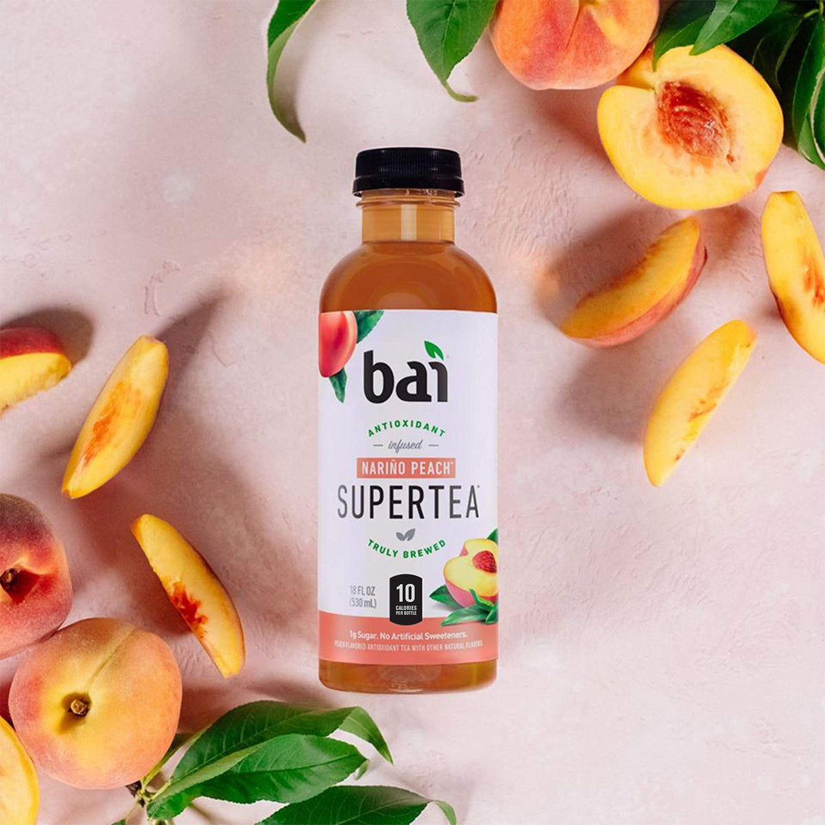 Bai Narino Peach Iced Tea – Antioxidant Infused Supertea, 18oz Bottles, 12 Pack