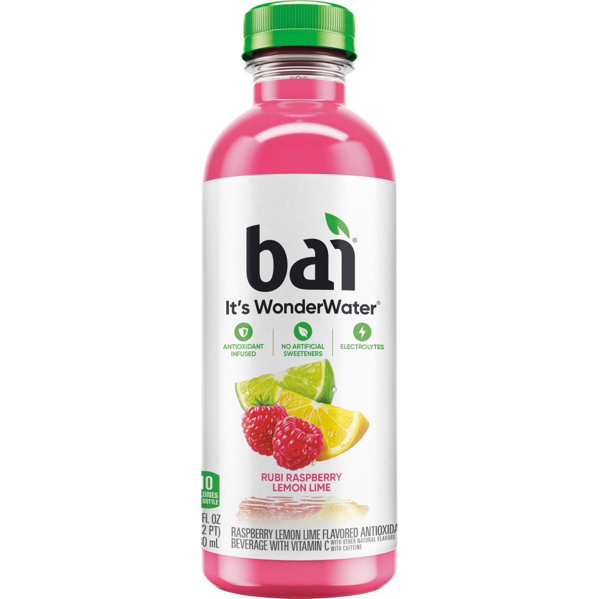 Bai Raspberry Lemon Lime Antioxidant Infused Water — 18 fl oz Bottle, 12 Pack