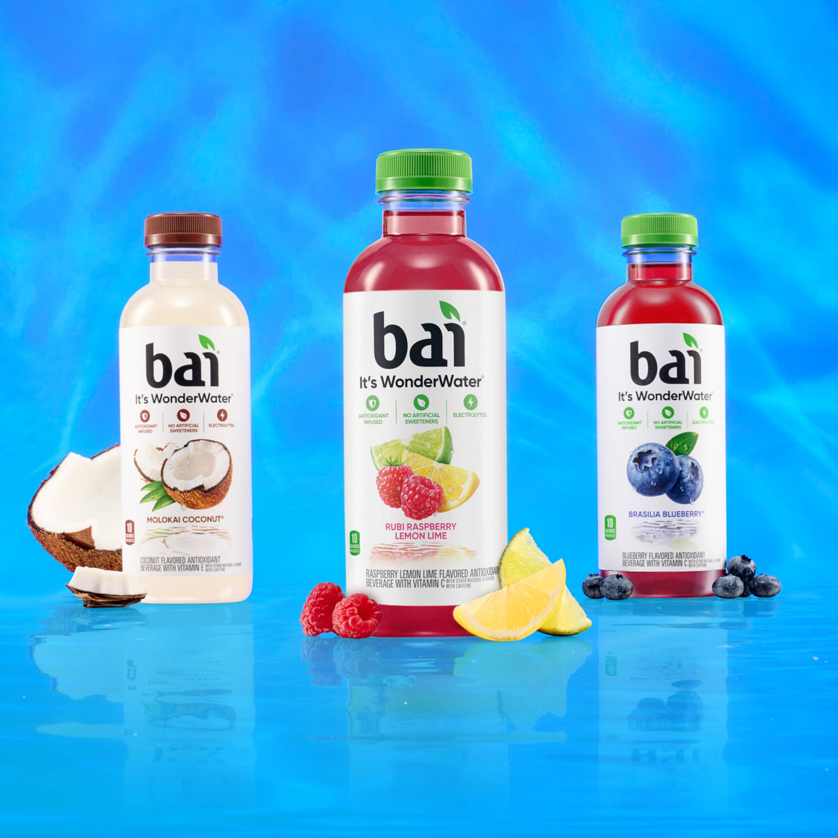 Bai Raspberry Lemon Lime Antioxidant Infused Water — 18 fl oz Bottle, 12 Pack