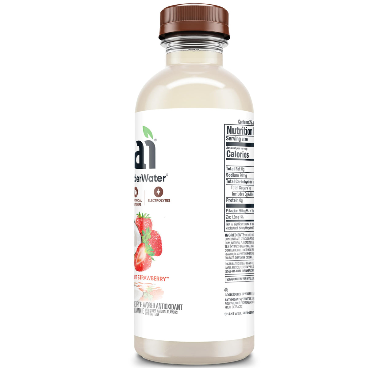 Bai Shala Coconut Strawberry Antioxidant Infused Water – 18oz Bottle, 12 Pack | Vitamin C, Zinc, No Artificial Sweeteners