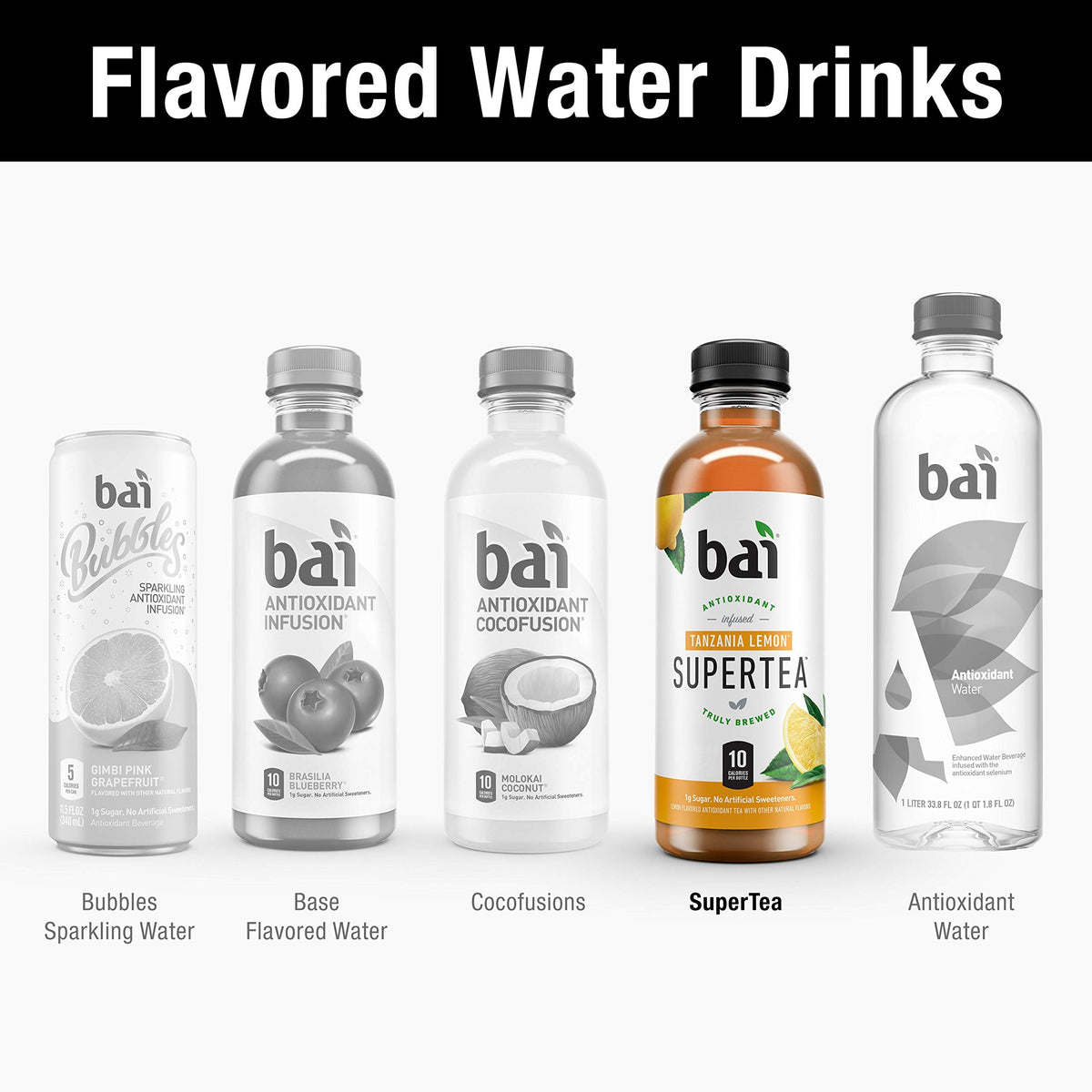 Bai Iced Tea Tanzania Lemon – Antioxidant Infused Supertea, Real Tea Blend, 18oz Bottles (12 Pack)