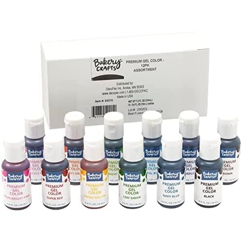 Bakery Crafts Premium Gel Food Coloring 12-Bottle Set – Highly Concentrated, Food-Safe Dyes for Cakes, Buttercream, Fondant & More