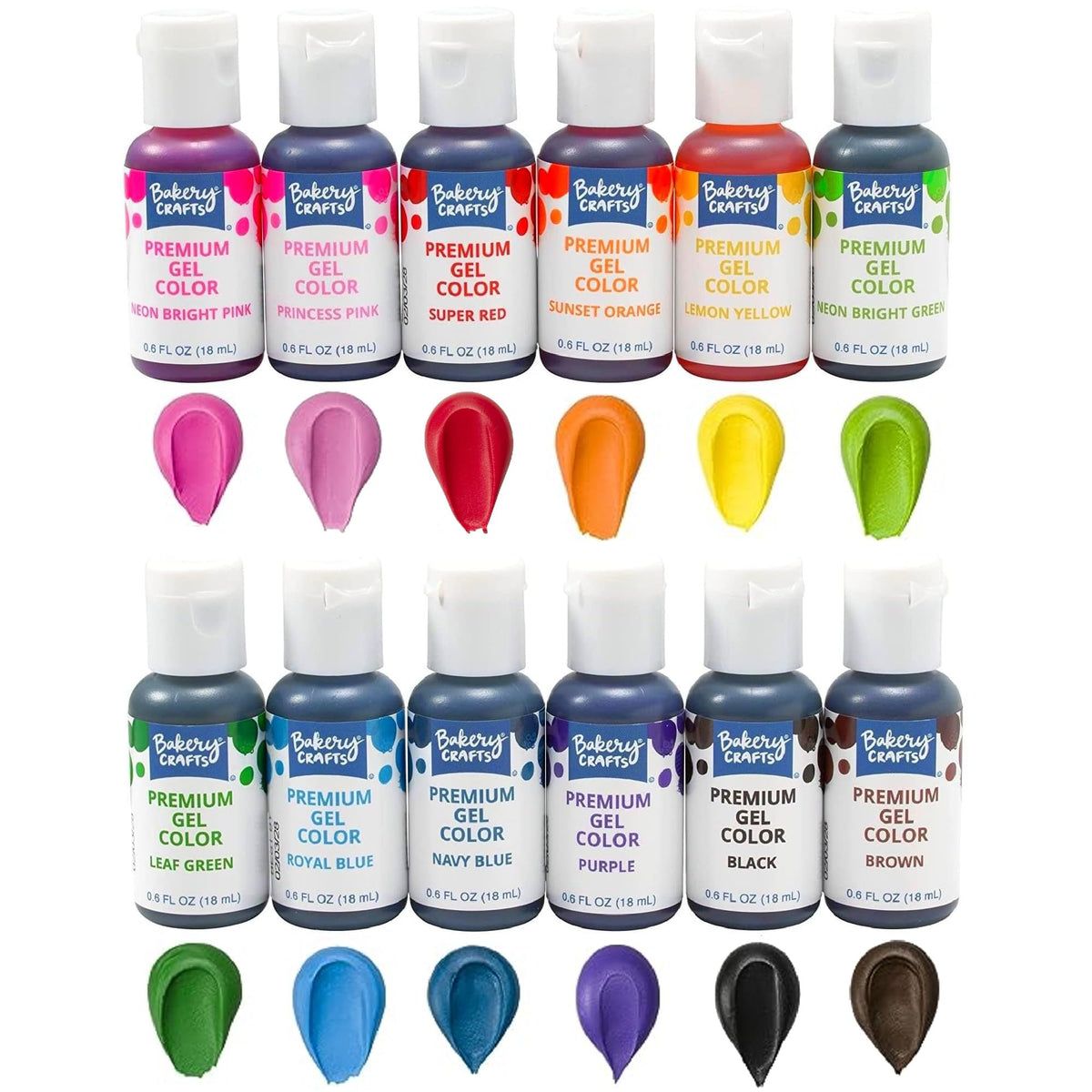 Bakery Crafts Premium Gel Food Coloring 12-Bottle Set – Highly Concentrated, Food-Safe Dyes for Cakes, Buttercream, Fondant & More