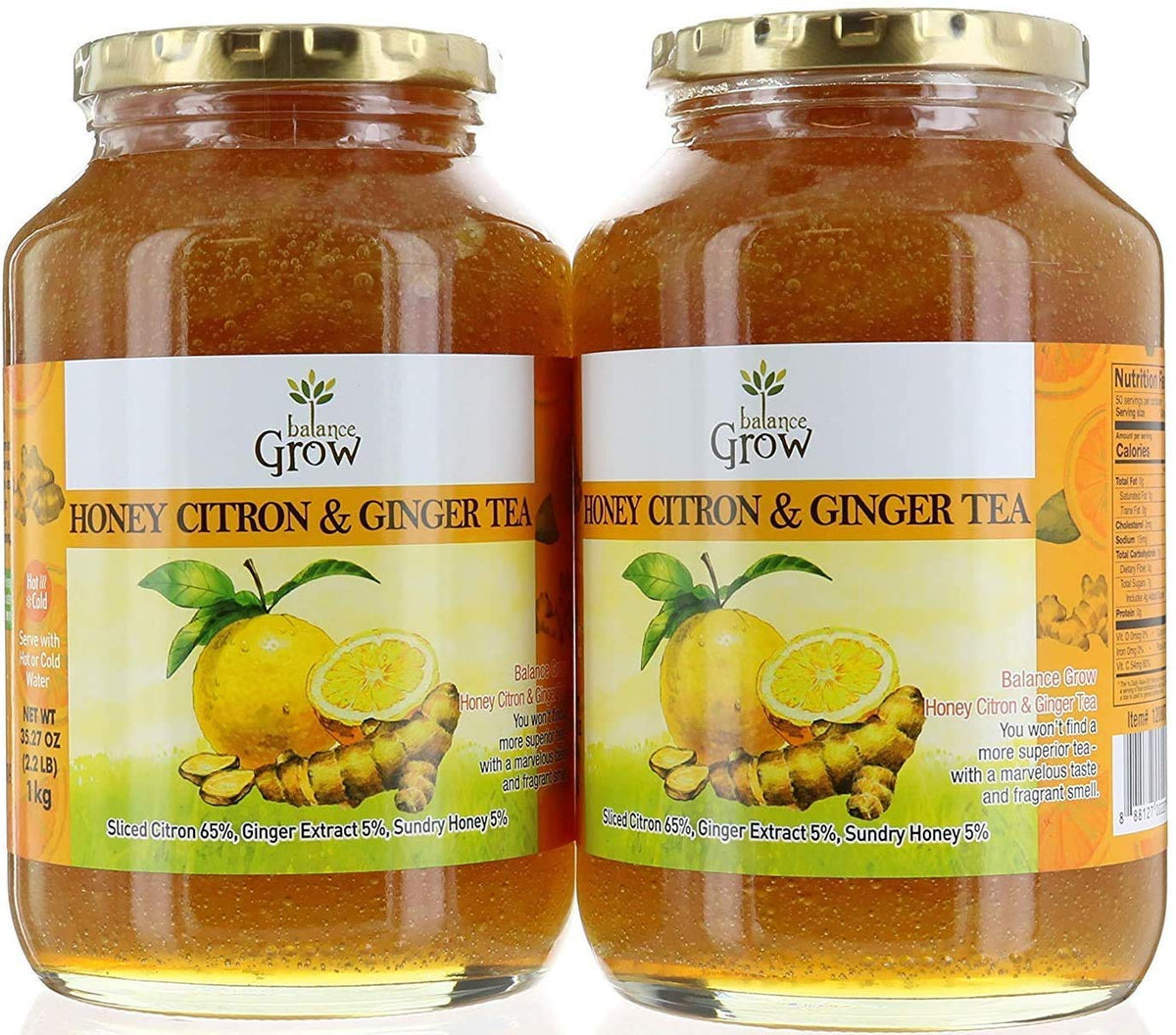 Balance Grow Honey Citron & Ginger Tea 2.2lb – Pack of 2 | Herbal Tea Duo