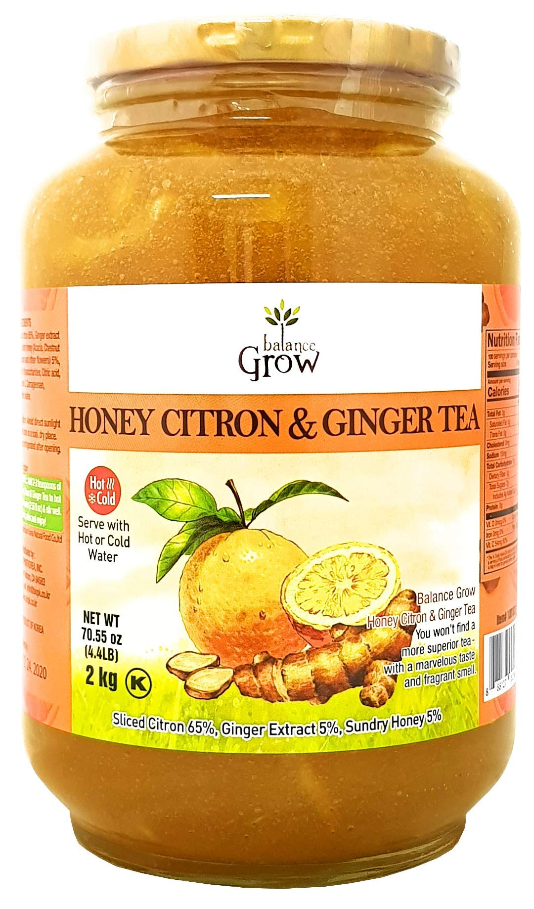 Balance Grow Honey Citron & Ginger Tea 70.55oz Pack – Natural, Caffeine-Free Beverage