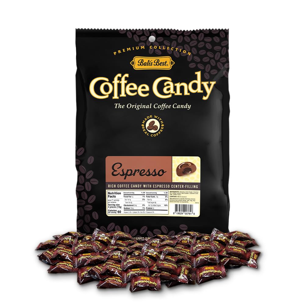 Bali's Best Espresso Candy, 2.2 lb Bag – Real Sumatra Coffee, Halal, Individually Wrapped