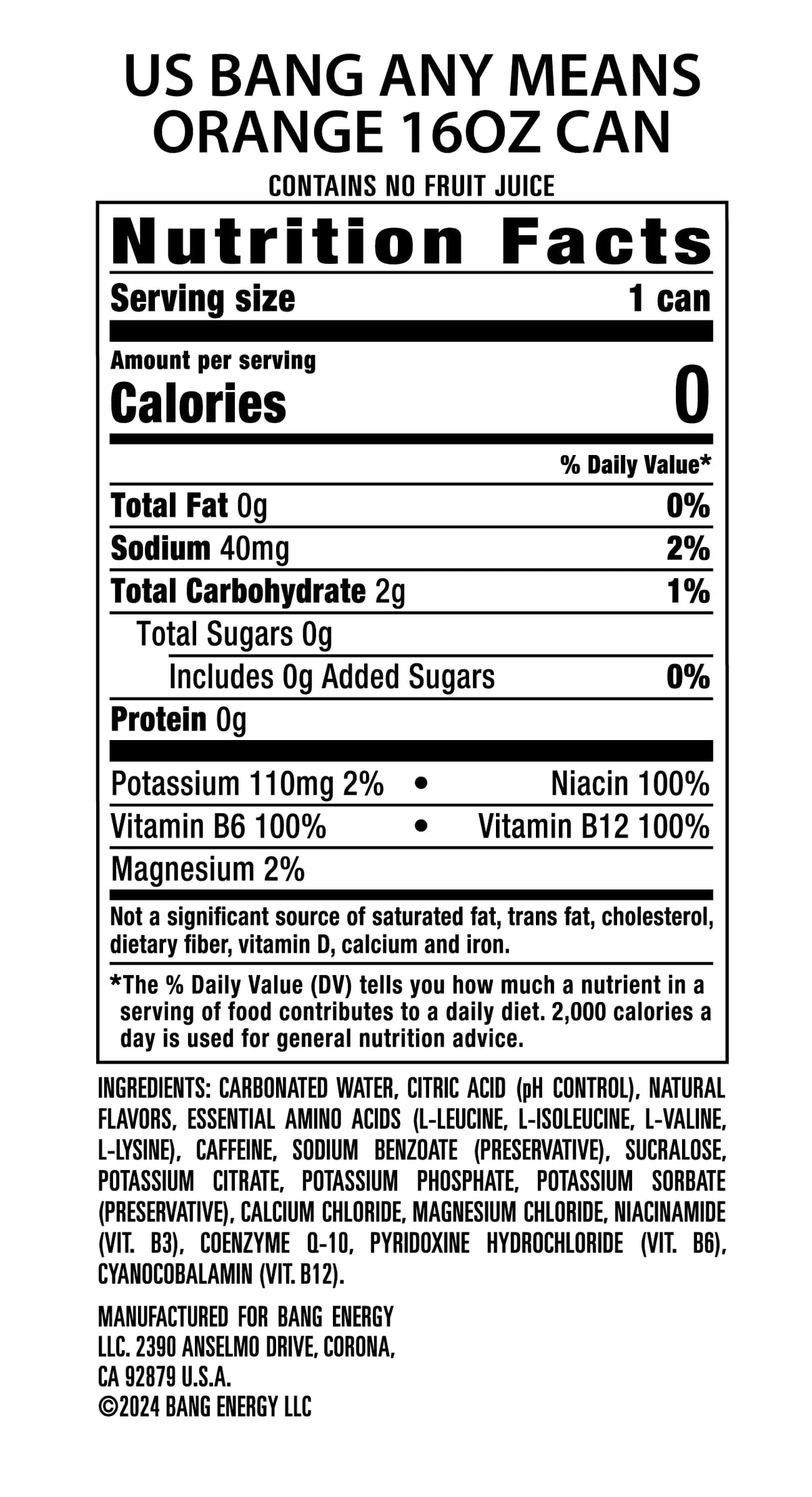 Bang Energy Any Means Orange – Sugar-Free 16oz Energy Drink