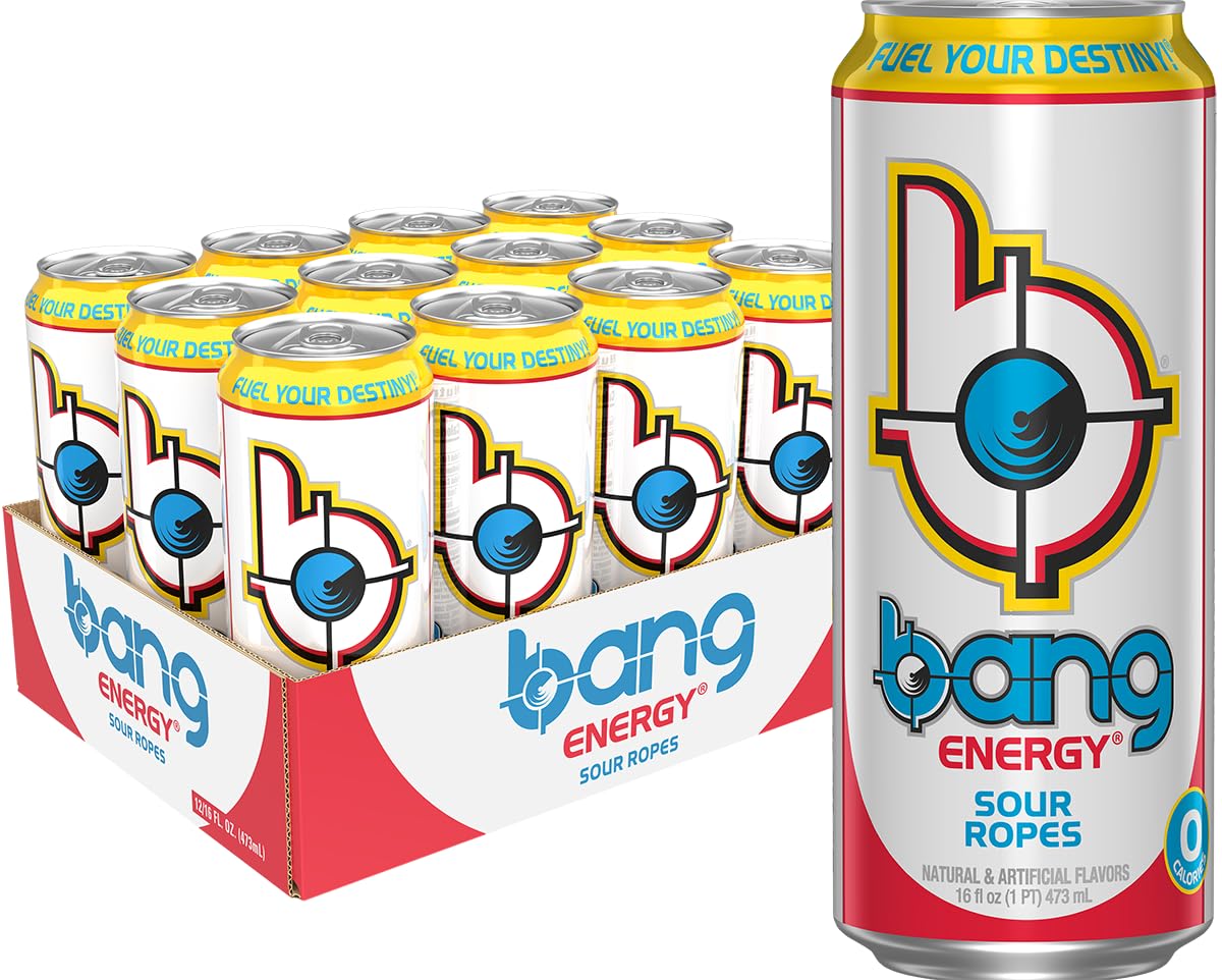 Bang Sour Ropes – Sugar-Free Energy Drink, 16oz | 300mg Caffeine + EAAs