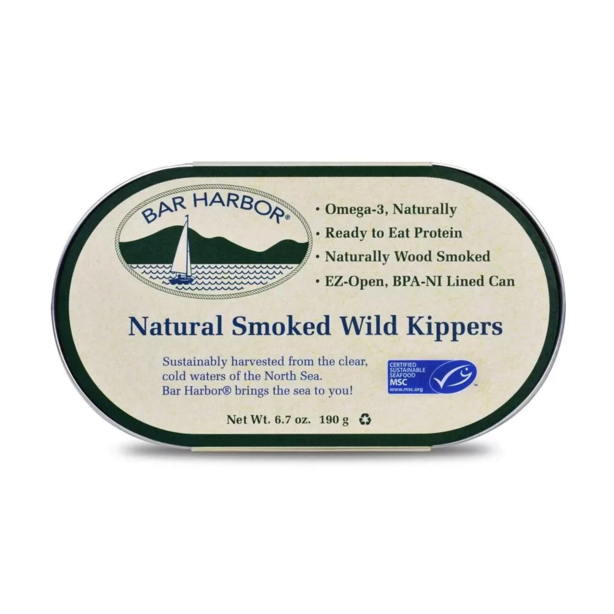 Bar Harbor Natural Smoked Wild Kippers – Ready to Eat, Omega-3, EZ-Open Can (12)