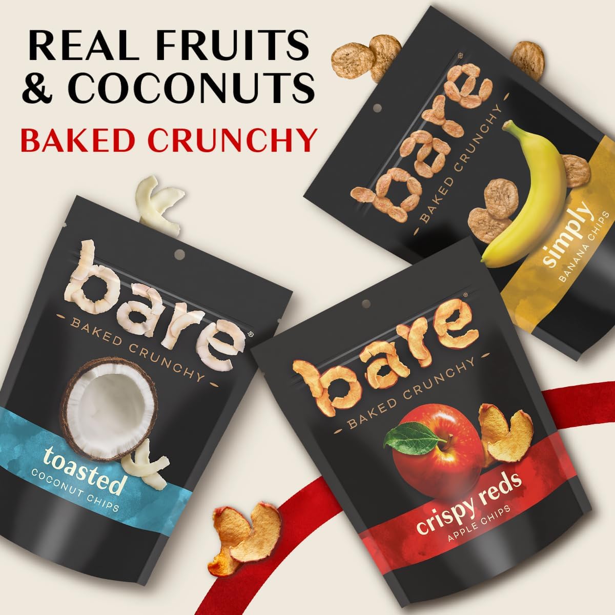 Bare Baked Crunchy Toasted Coconut – 6-Pack Crispy Snack, Gluten Free, Non-GMO