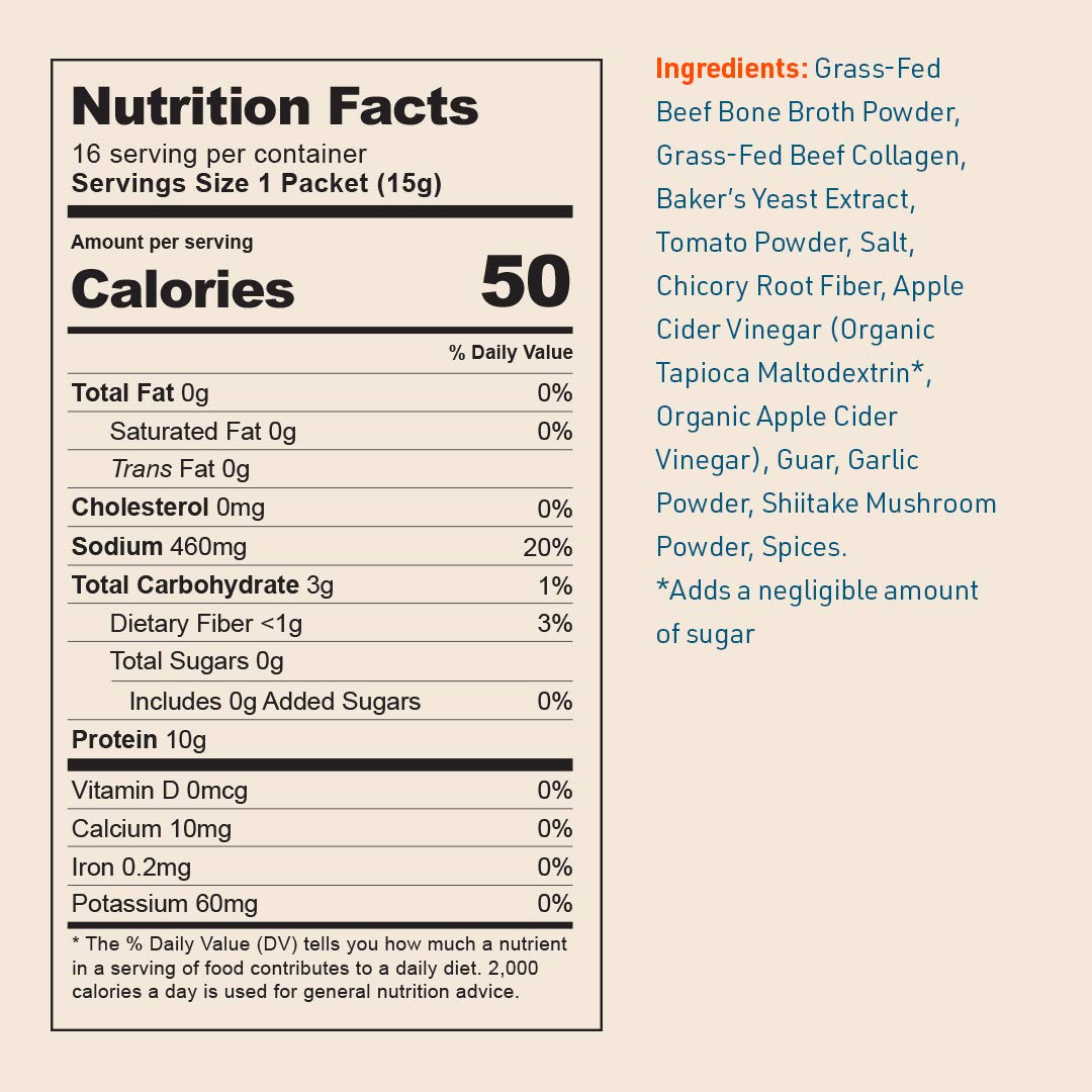 Bare Bones Beef Bone Broth Instant Powder Packets — 32 Pack, Grass-Fed, Keto & Paleo Friendly, 10g Protein per Stick