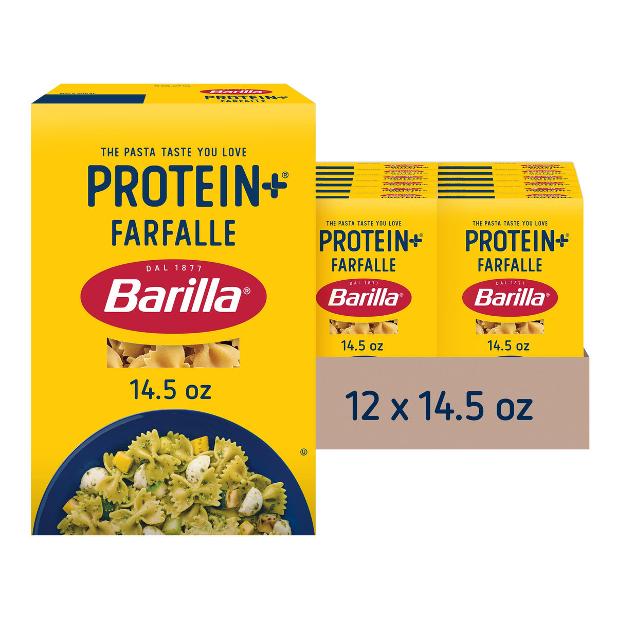 Barilla Protein+ Farfalle Pasta – Plant-Based Protein from Lentils, Chickpeas & Peas | 14.5 oz x12