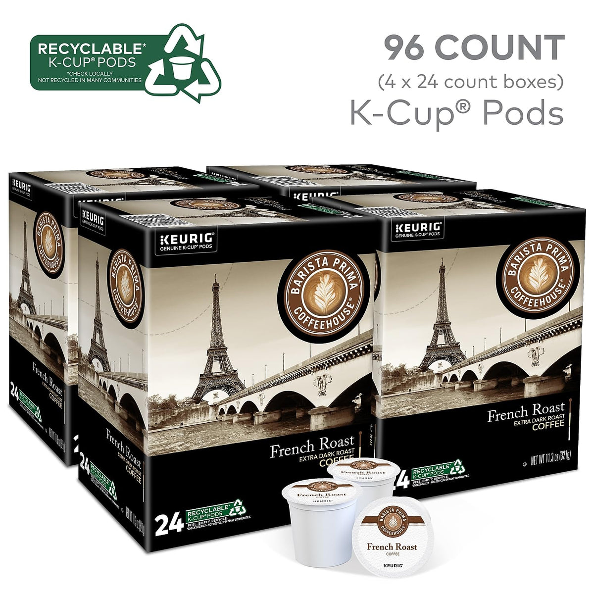 Barista Prima Coffeehouse French Roast K-Cups – 96 ct | Bold European-Style Coffee Pods